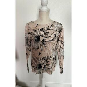 Black and White Tropical Print Pullover - S